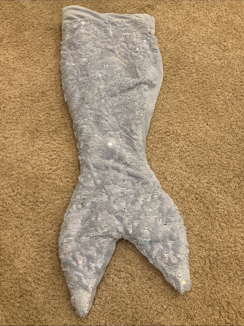 Max Studio Kids Sparkle Mermaid Tail Blanket - Light Blue Silver Sequins